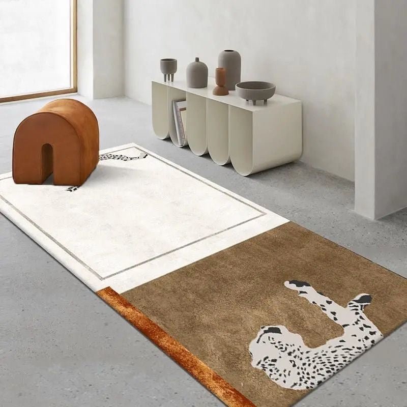 Alfombras decorativas de felpa para sala de estar con estampado de leopardo