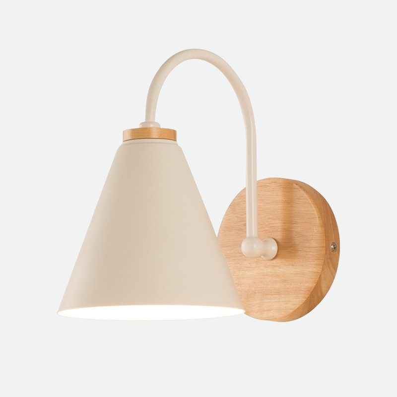 Elegant Kurve Tre & Metall Vegglampe