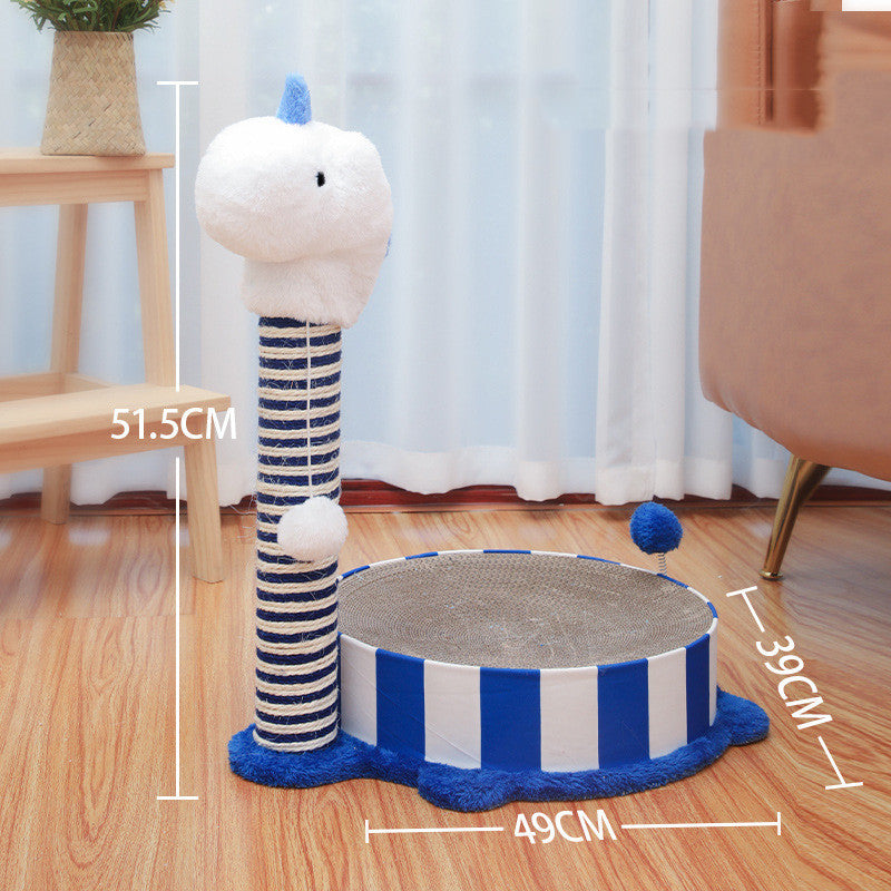 Llama & Unicorn Fantasy Cat Scratch Station: Round Plate with Sisal Pole