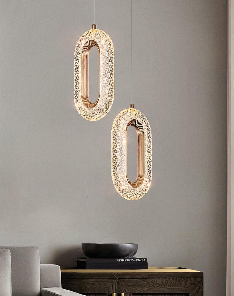 Pendente de Luz de Ouro com Anel de Diamante Luxuoso - Luminária Moderna Inspirada em Cristal