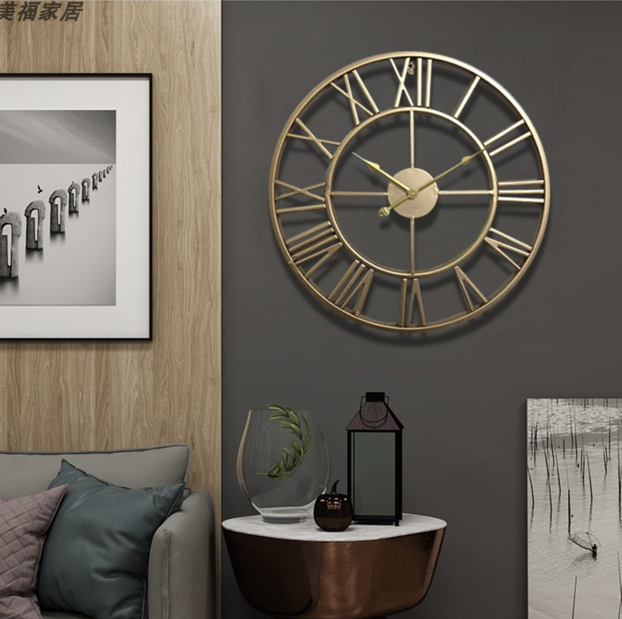 Gold or Bronze Skeleton Wall Clock