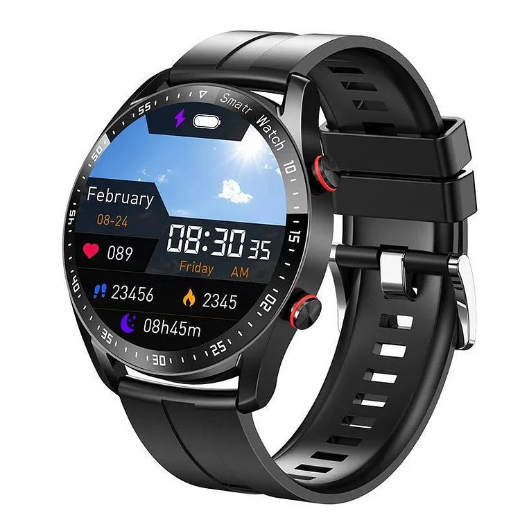 Smartwatch per il monitoraggio della glicemia - Test del glucosio non invasivo - Cinturino in silicone argento