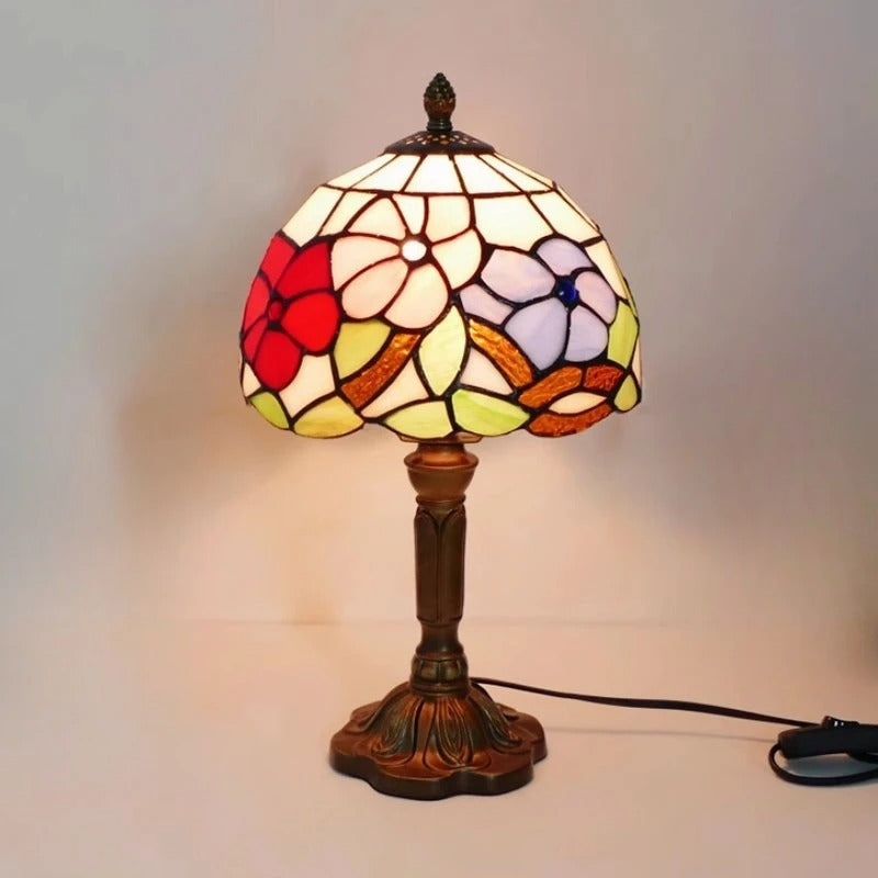 Retro barokk LED bordlampe E27 - Vintage Tiffany Glass