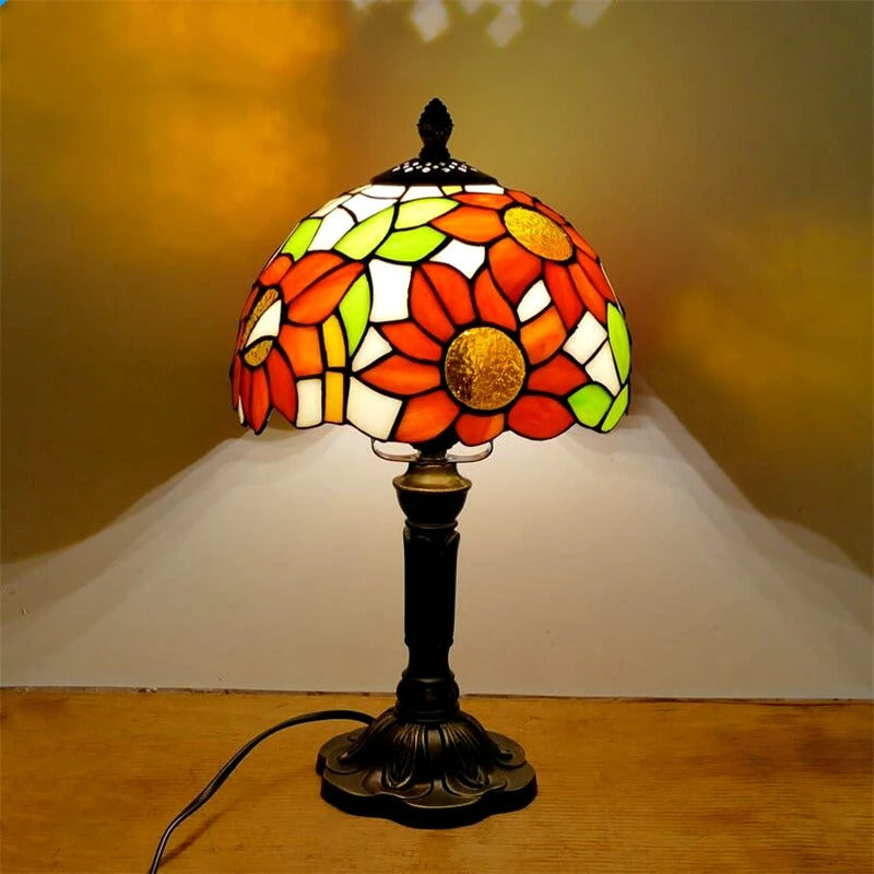 Retro Baroque LED Table Lamp E27 - Vintage Tiffany Glass