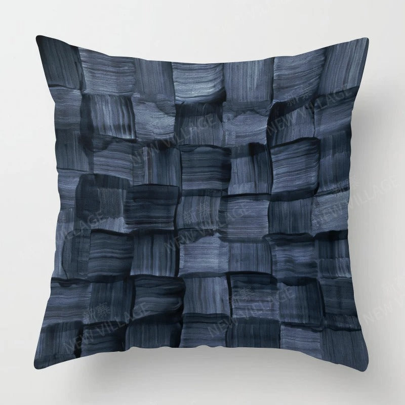 Tricolor Linen Cushion Cover – Blue, Gray and White