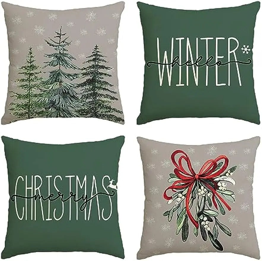 Värikäs joulutyynynpäällinen – "Merry Christmas Tree" & "Hello Winter" -design