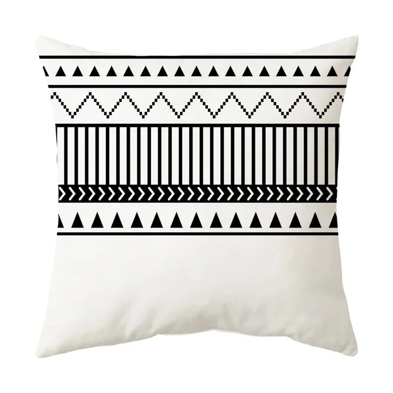 Black and White Geometric Cushion Cover – Elevate Your Home Decor with Chic Style