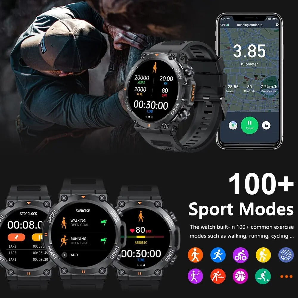 Indestructible Tactical Smartwatch - Tartós, Hosszú Élettartamú Akkumulátor Titan Órák Férfiaknak