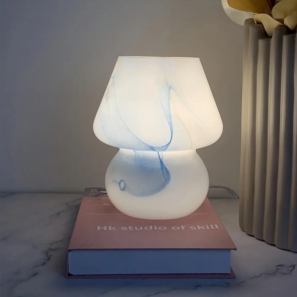 Lampe champignon en verre - Éclairage LED vintage pour chambre à coucher et décoration intérieure