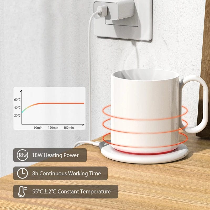 Taza eléctrica caliente (con carga inalámbrica para teléfono)