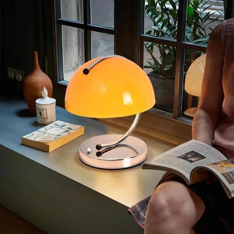 Danish Design Glass Desk Lamp - Modern Mushroom Shaped Lighting