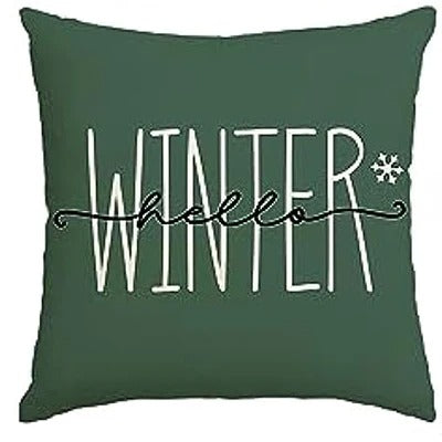 Housse de coussin de Noël colorée – Design « Joyeux Noël » et « Bonjour l'hiver »