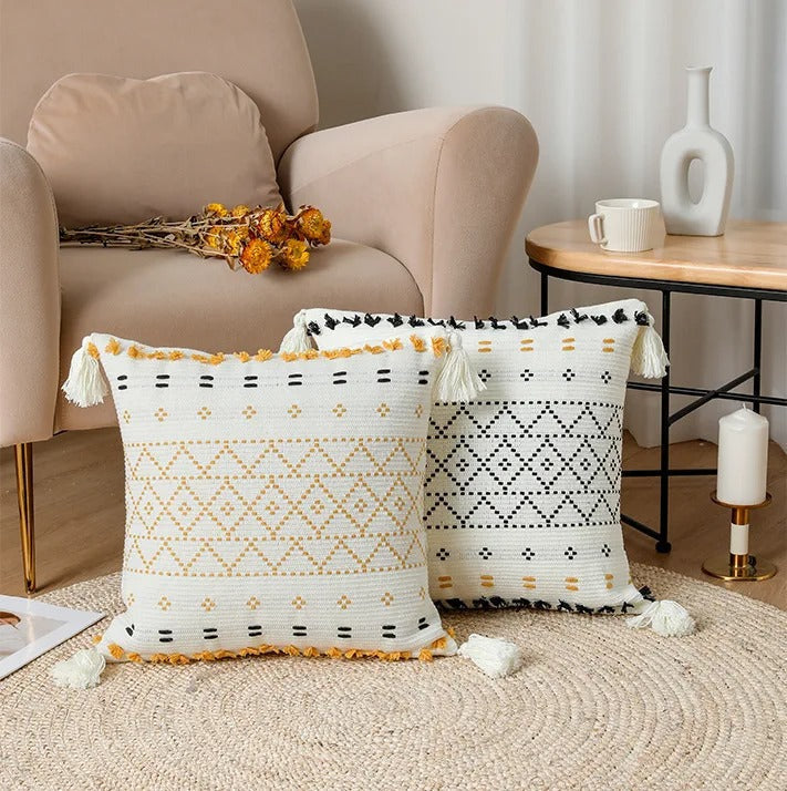 Boho Tufted Cushion Cover – With Tassels