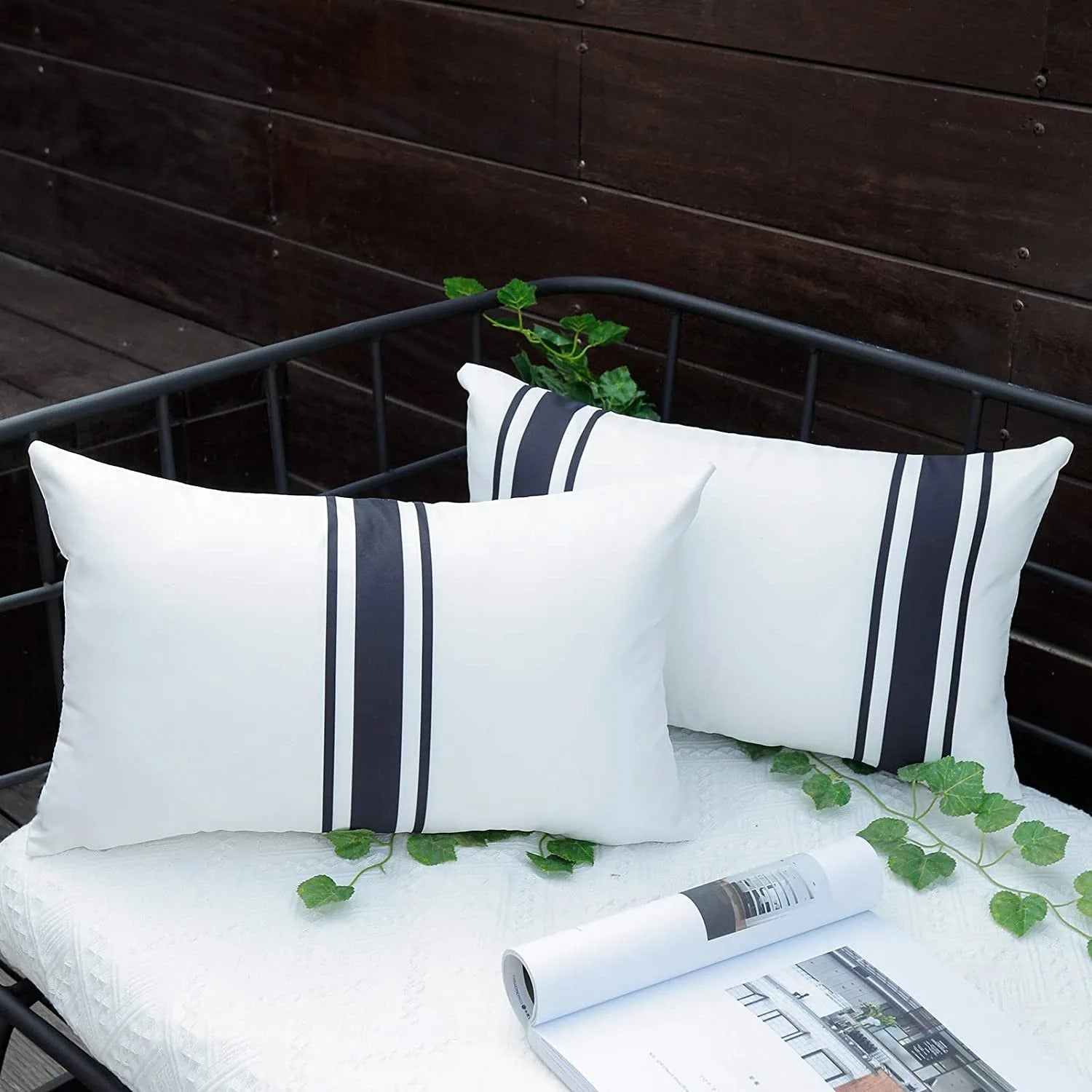 2 Piece Simple Striped Waterproof Cushion Cover