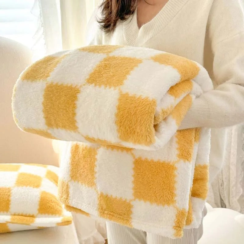 Couverture polaire panda en flanelle jaune et blanc – Confort doux pour n'importe quelle pièce !