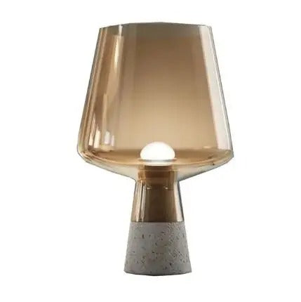 Leimu Table Lamp - Amber Glass and Cement Base