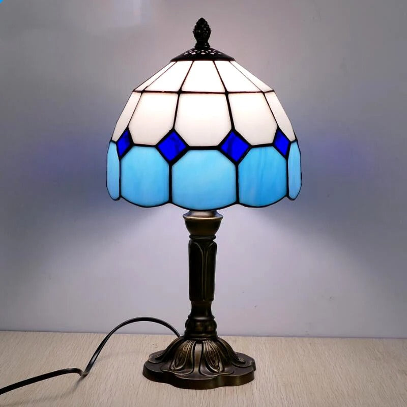 Retro barokk LED bordlampe E27 - Vintage Tiffany Glass