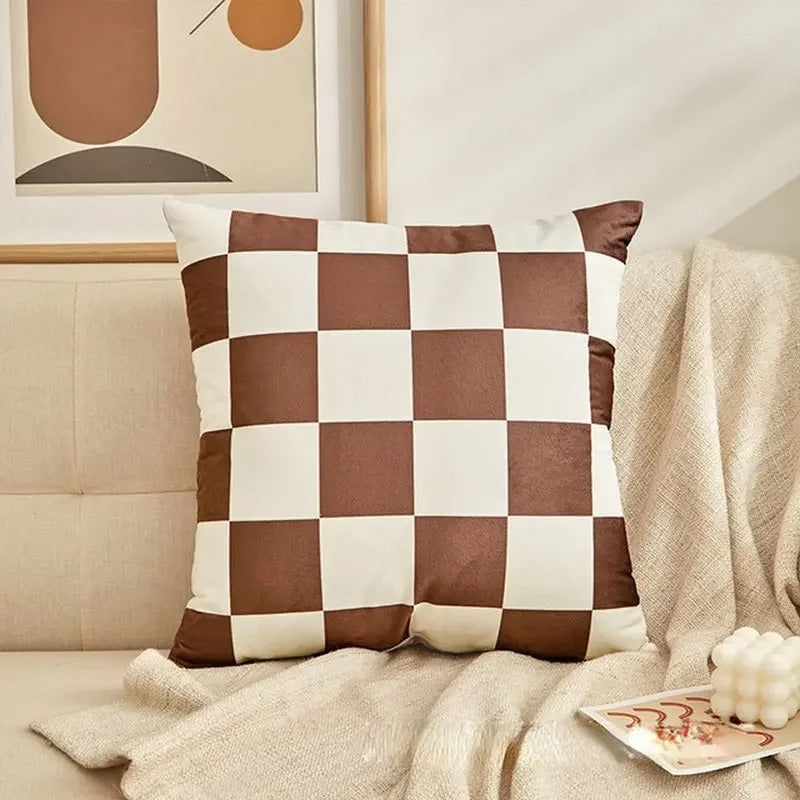 Fashion Checkerboard Plaid Cushion Cover – Retro Decor for Any Room