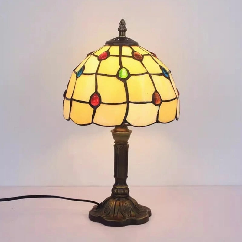 Retro barokk LED bordlampe E27 - Vintage Tiffany Glass