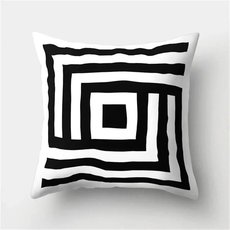 Black and White Geometric Cushion Cover – Elevate Your Home Decor with Chic Style