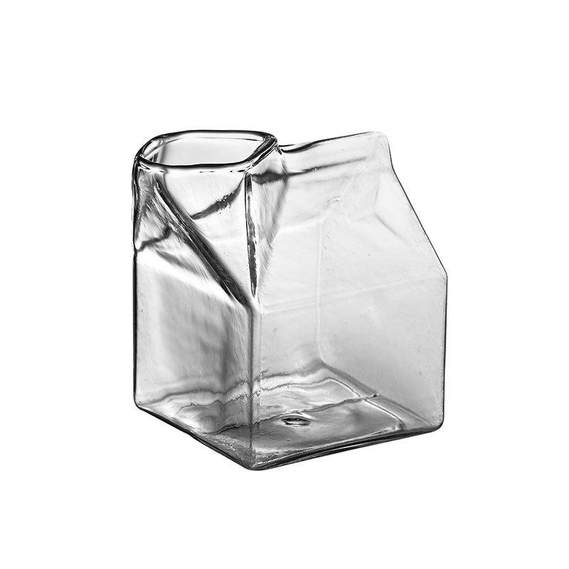 Transparent Glass Milk Carton / Decor