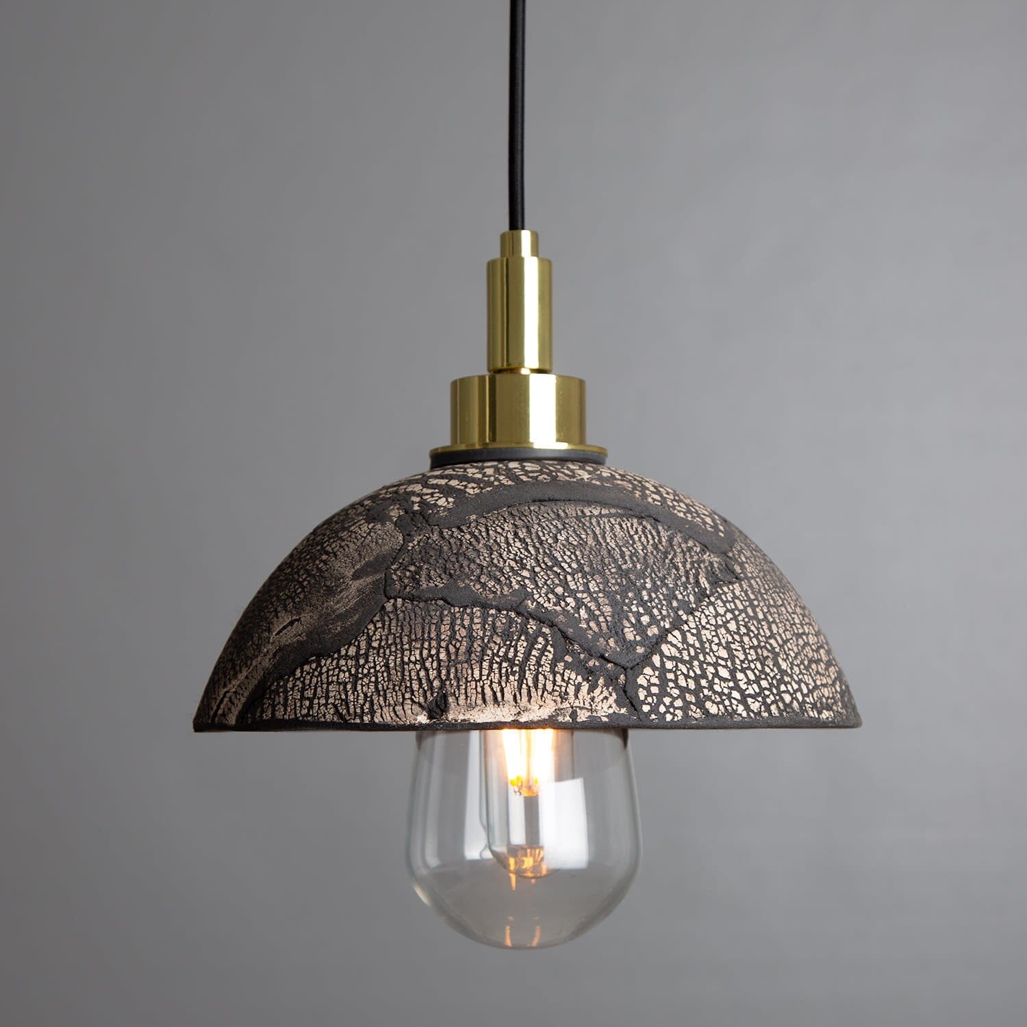 Kingii Ceramic Dome Bathroom Pendant Light 20cm, Black Clay IP44