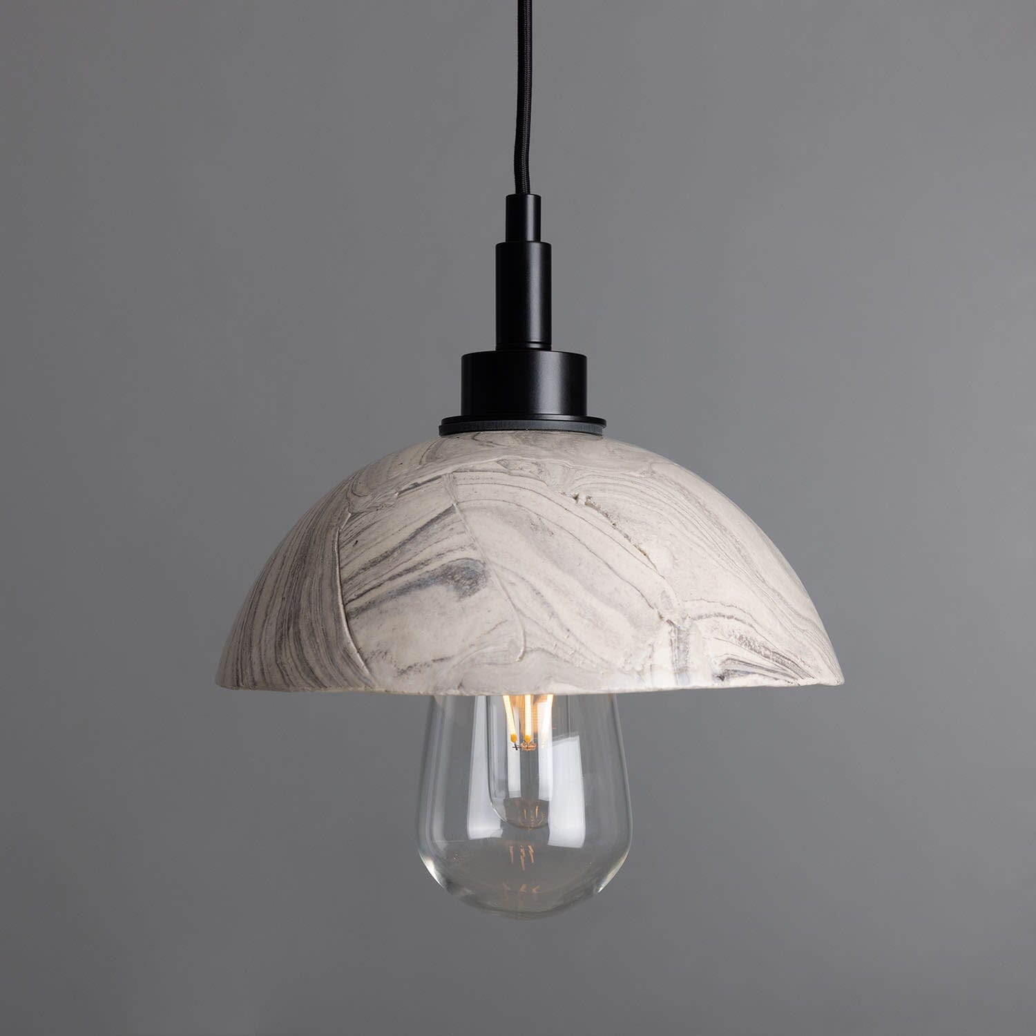 Kingii Marbled Ceramic Dome Bathroom Pendant Light 20cm IP44