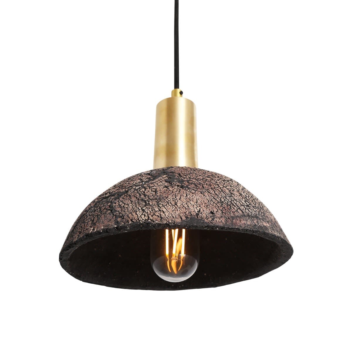 Kauri Organic Ceramic Dome Pendant Light 20cm, Black Clay