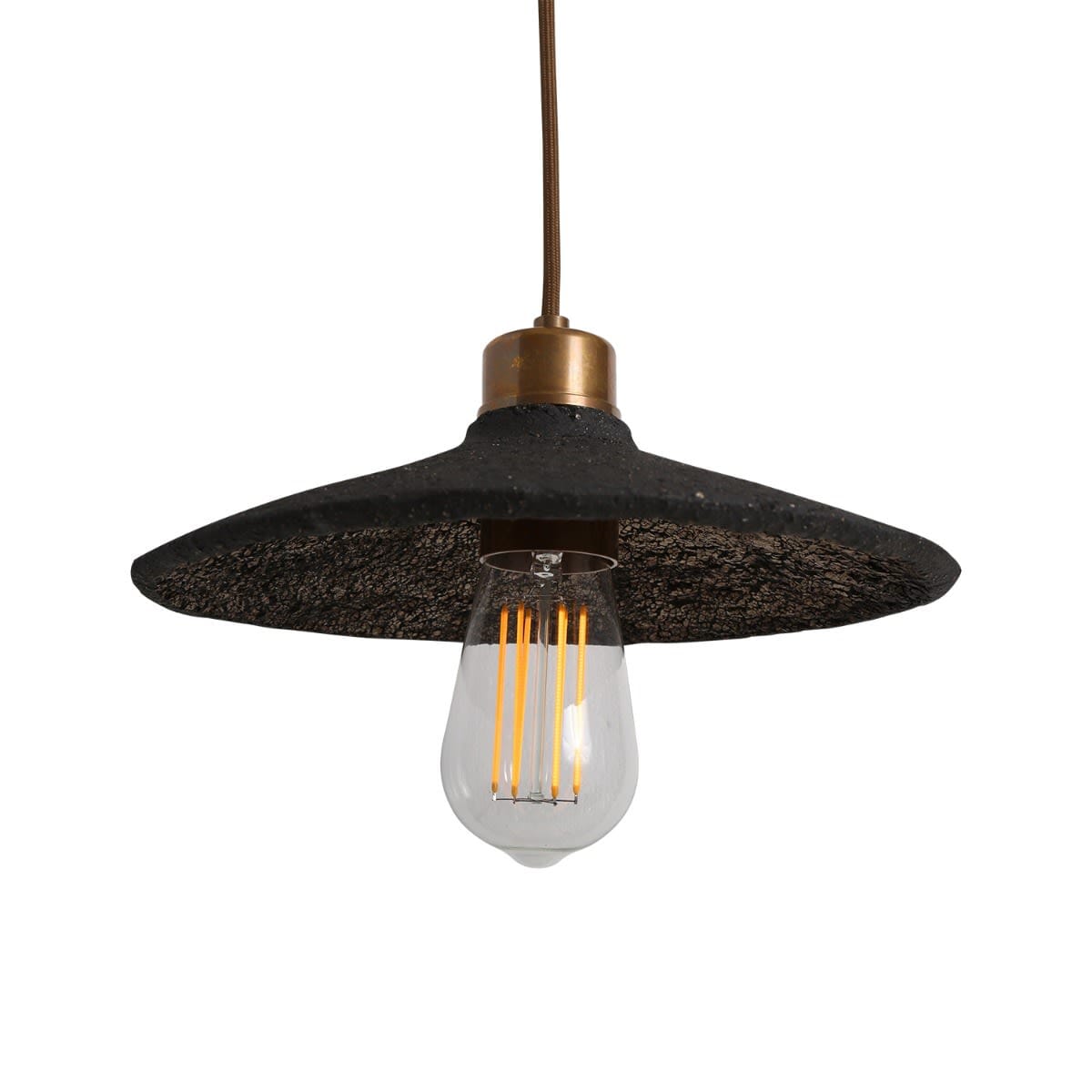 Pyrus Organic Ceramic Pendant Light 28cm, Black Clay