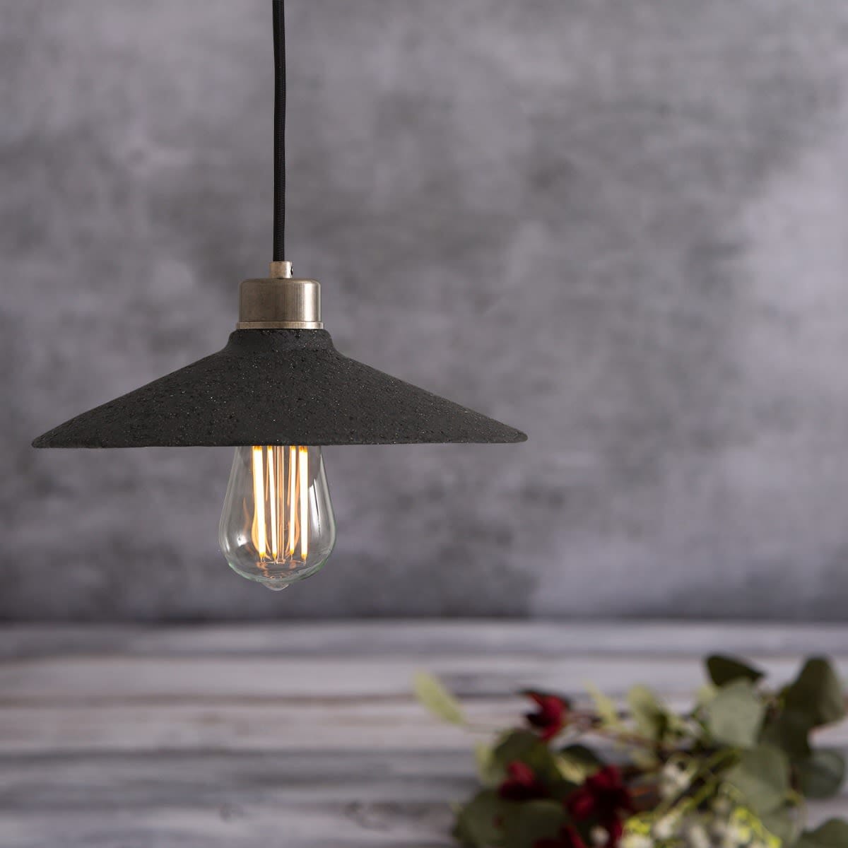 Pyrus Organic Ceramic Pendant Light 28cm, Black Clay