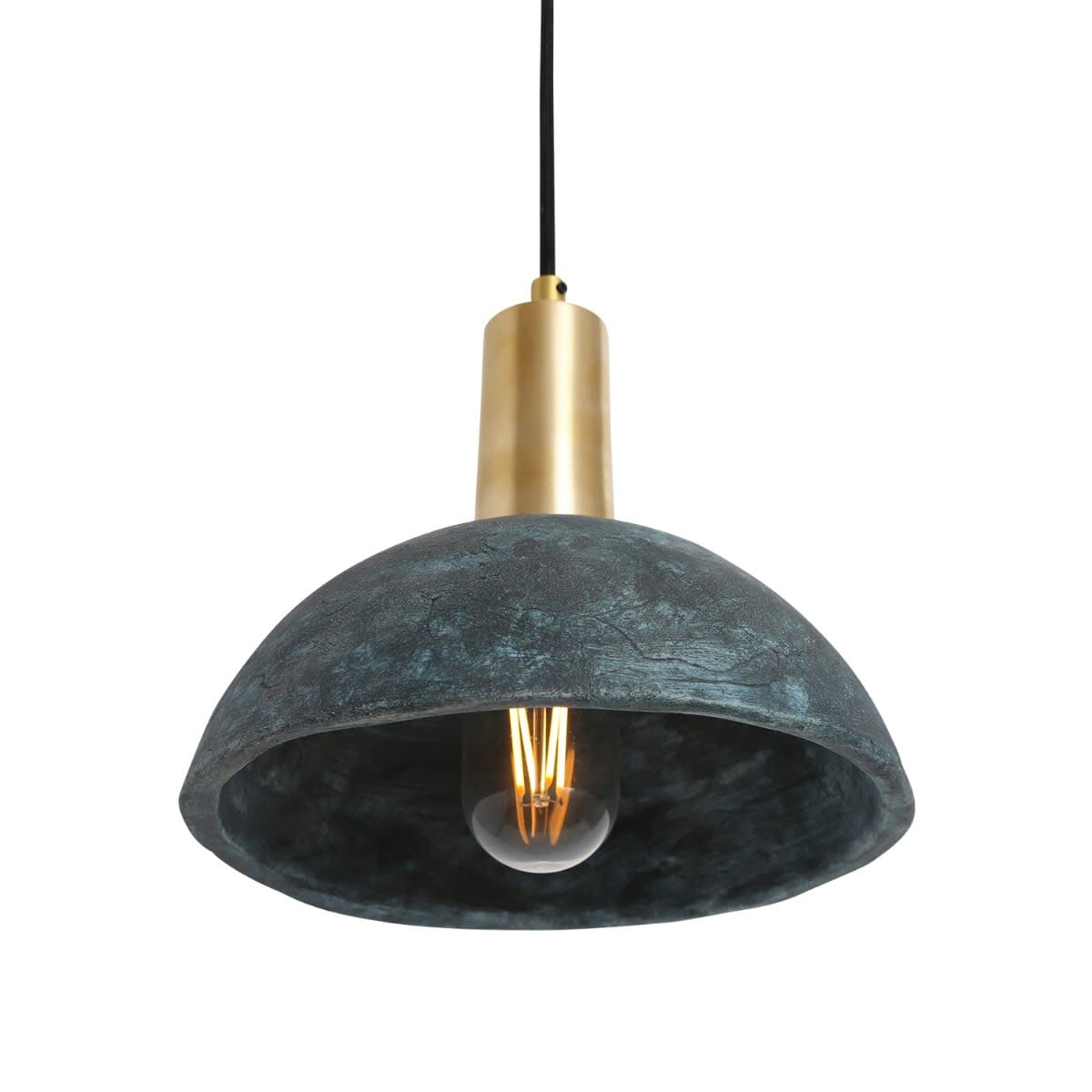 Kauri Organic Ceramic Dome Pendant Light 20cm, Blue Earth