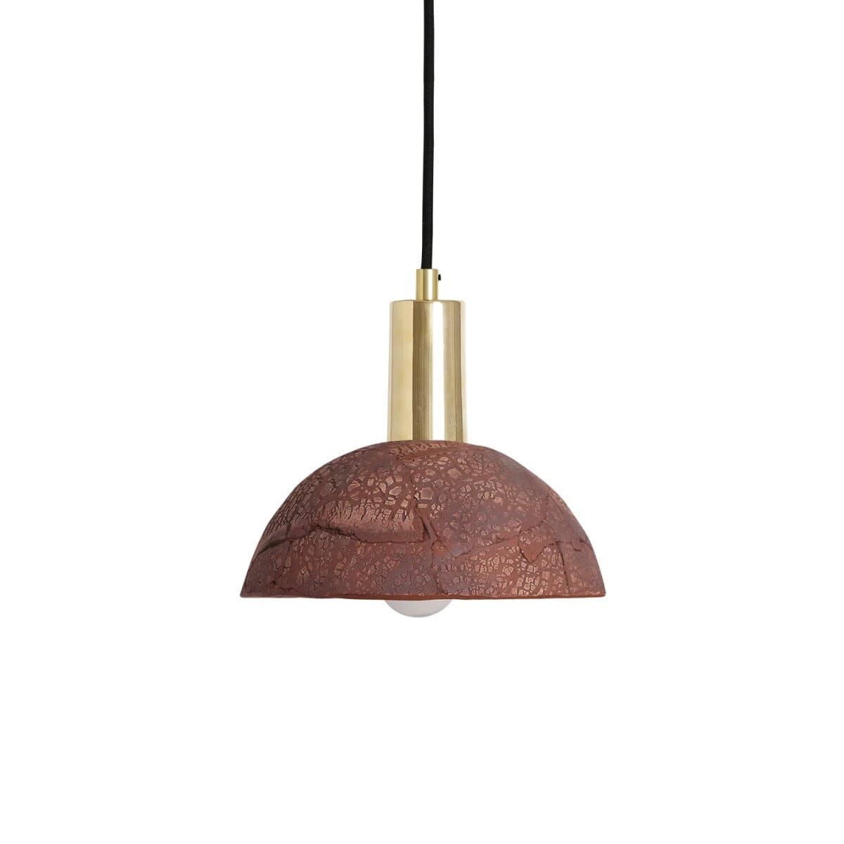 Kauri Organic Ceramic Dome Pendant Light 20cm, Red Iron