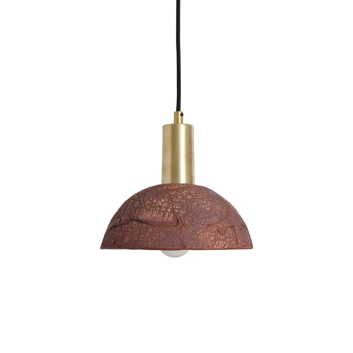 Kauri Organic Ceramic Dome Pendant Light 20cm, Red Iron