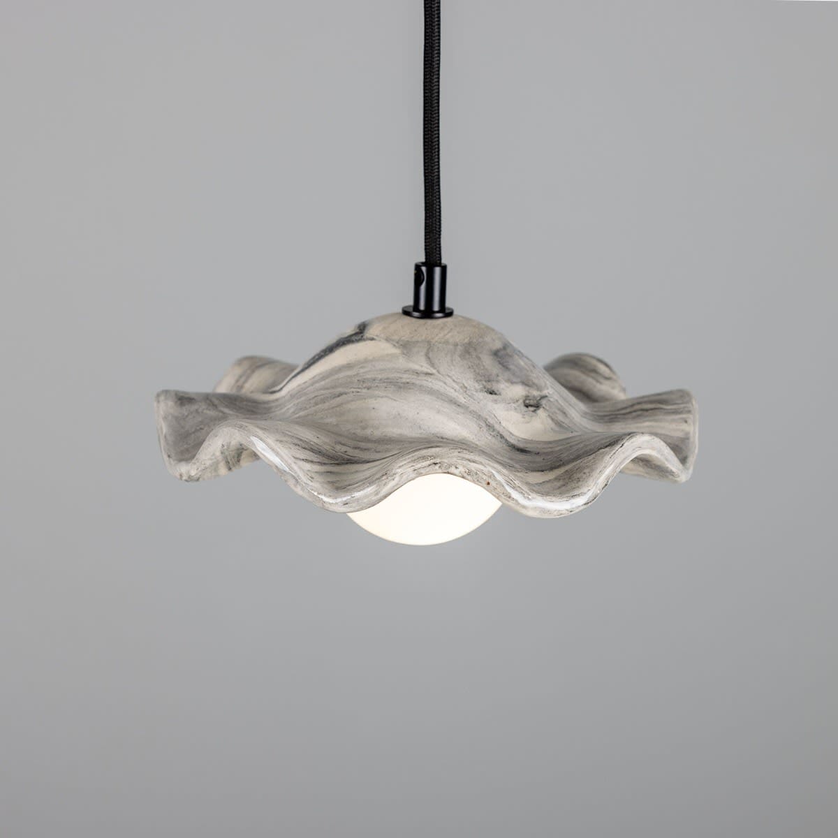 Rivale Pendant Light with Wavy Marbled Ceramic Shade