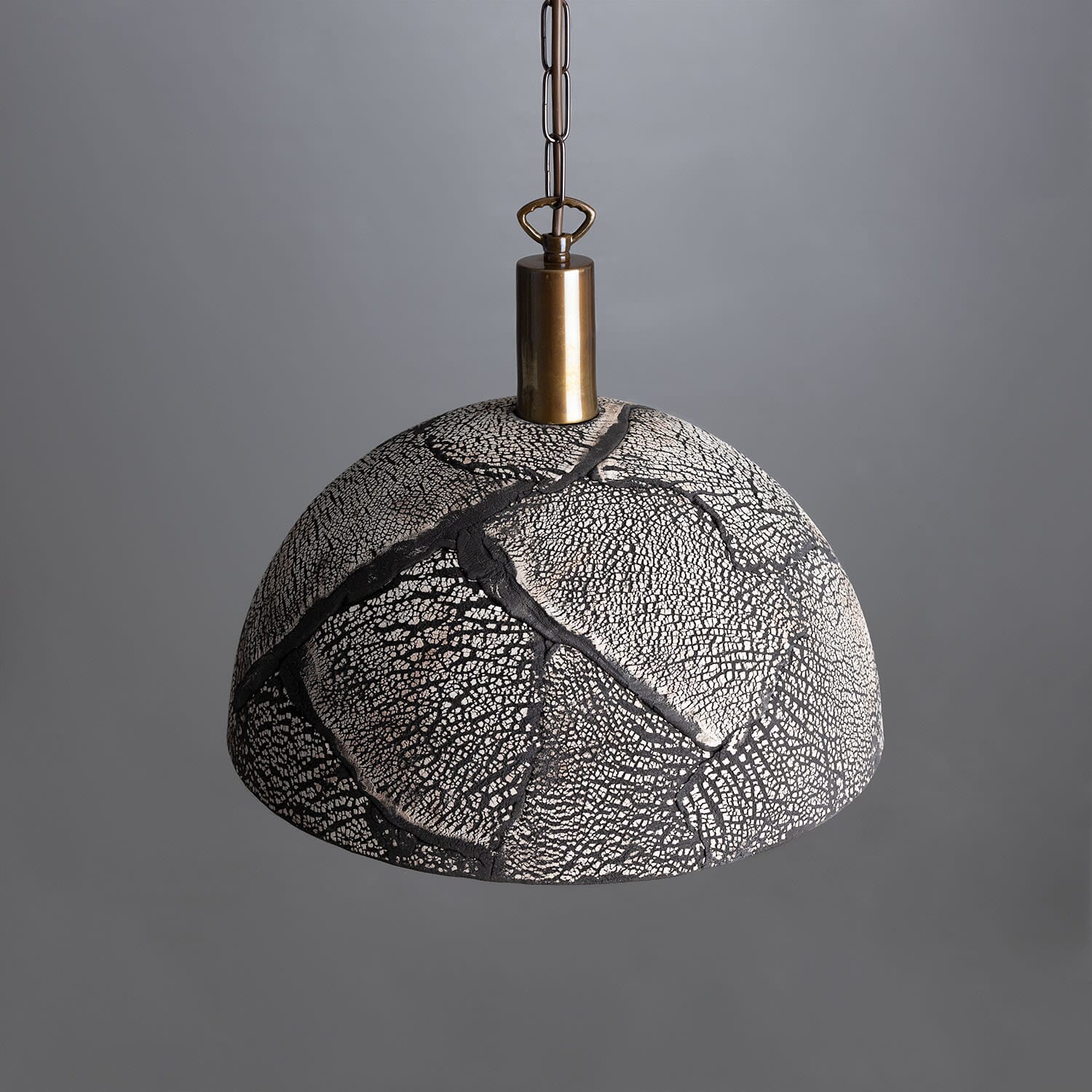 Kauri Organic Ceramic Dome Pendant Light 37cm, Black Clay