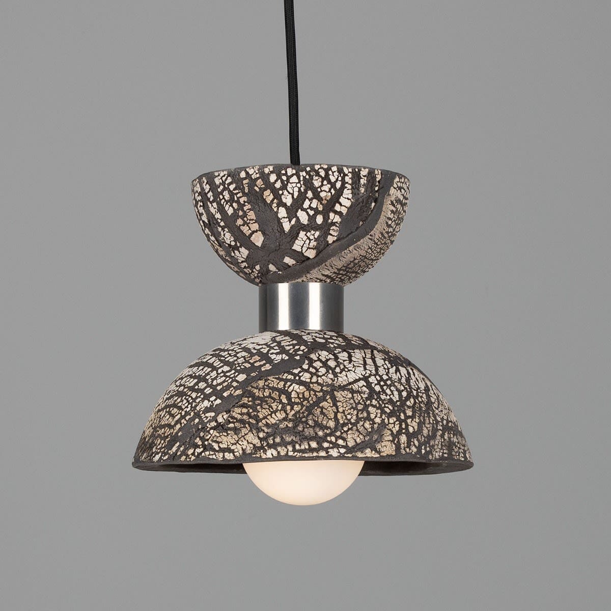 Nakaii Organic Ceramic Pendant Light 20cm, Black Clay