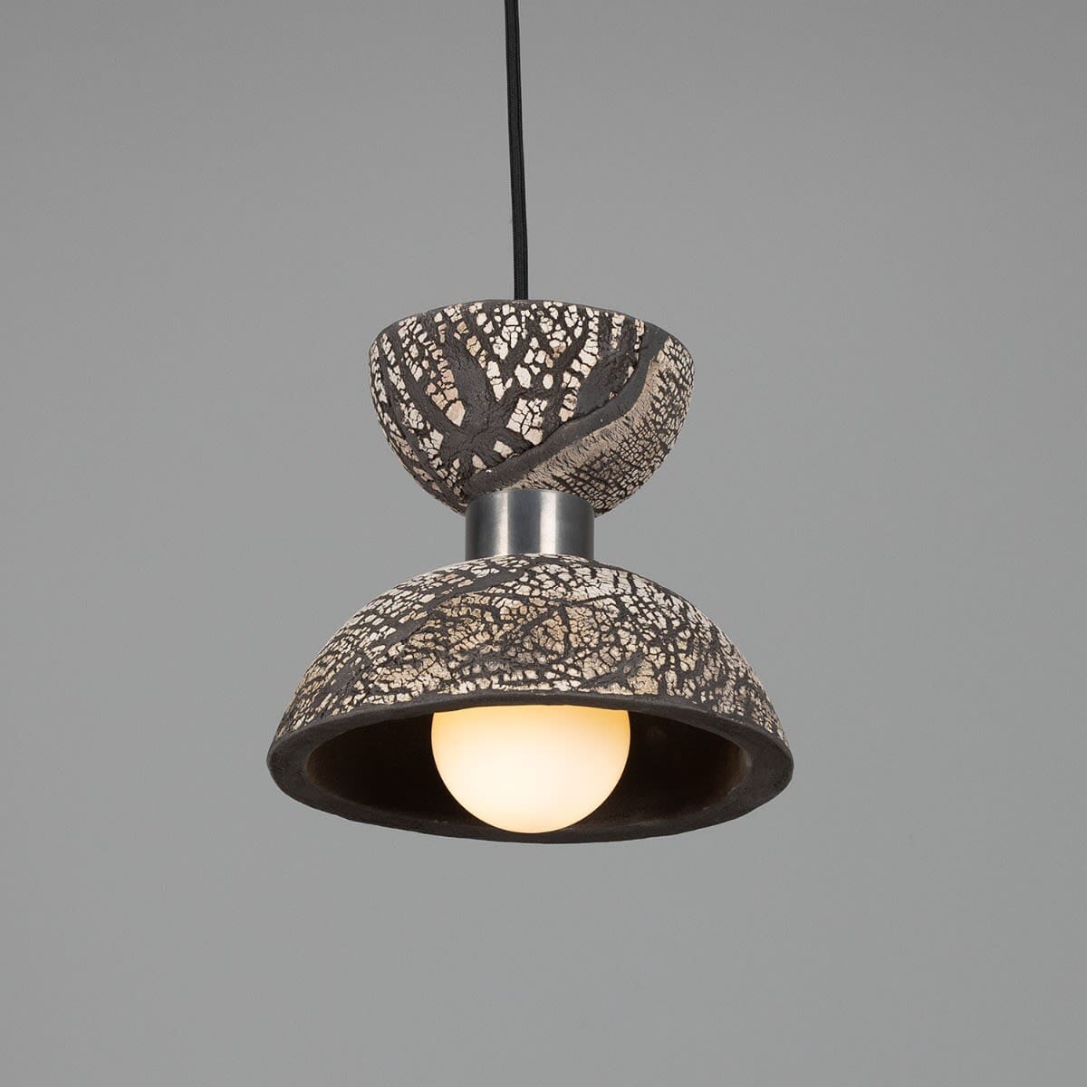 Nakaii Organic Ceramic Pendant Light 20cm, Black Clay