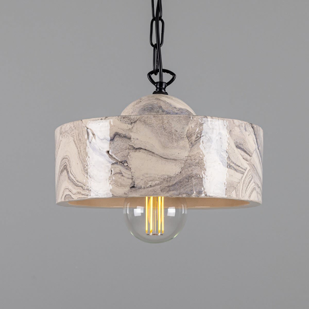 Seville Marbled Ceramic Mid-Century Modern Pendant Light