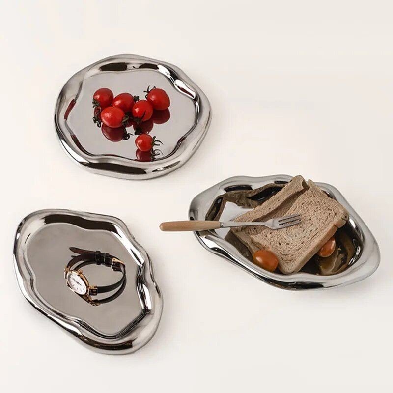 Modern Ceramic & Silver Plated Ink Dot Tray