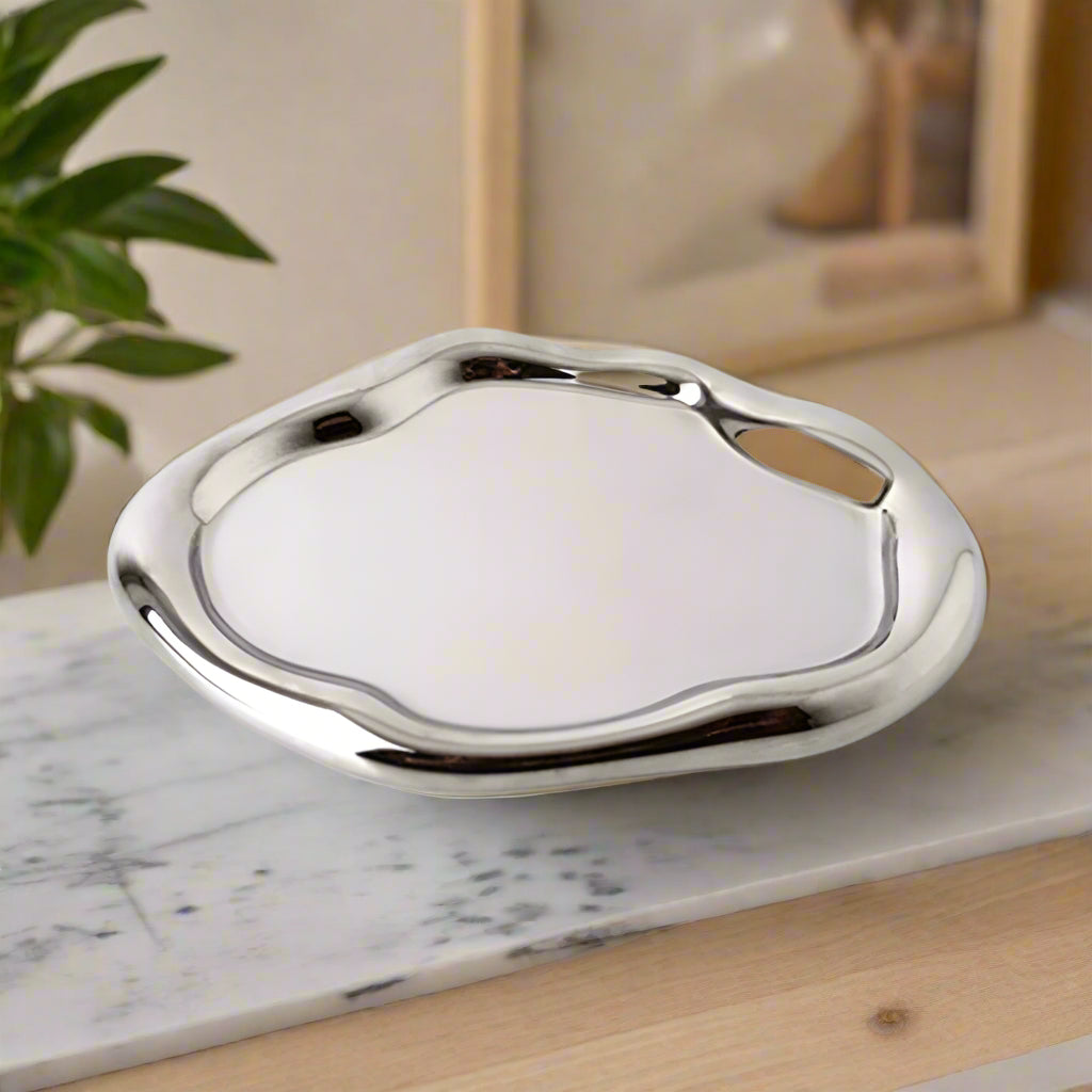 Modern Ceramic & Silver Plated Ink Dot Tray