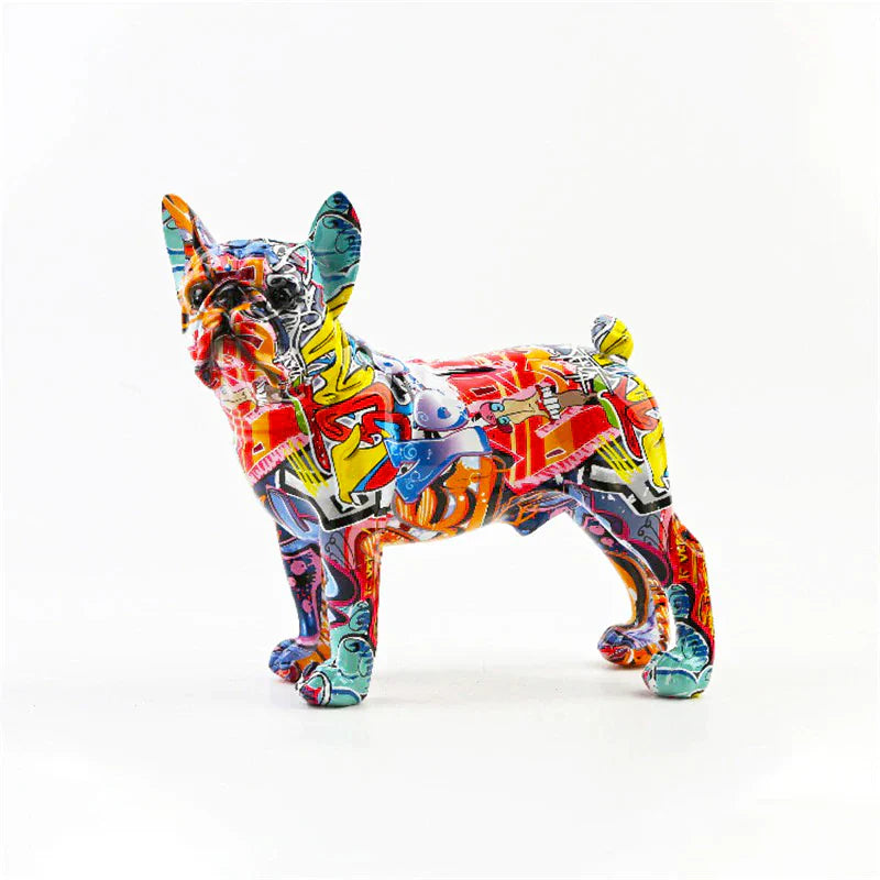 Vrimlo® Fransk Bulldog Graffiti Malt Statue