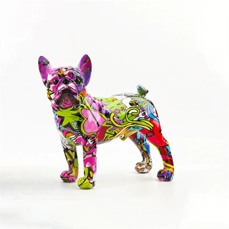 Vrimlo® Fransk Bulldog Graffiti Malt Statue