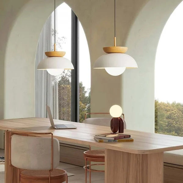 Nordic Pendant Light Made from Half-Wood