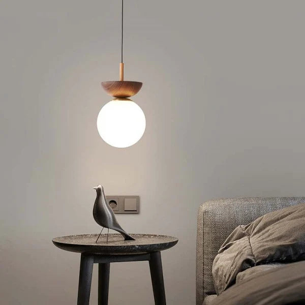 Nordic Pendant Light Made from Half-Wood