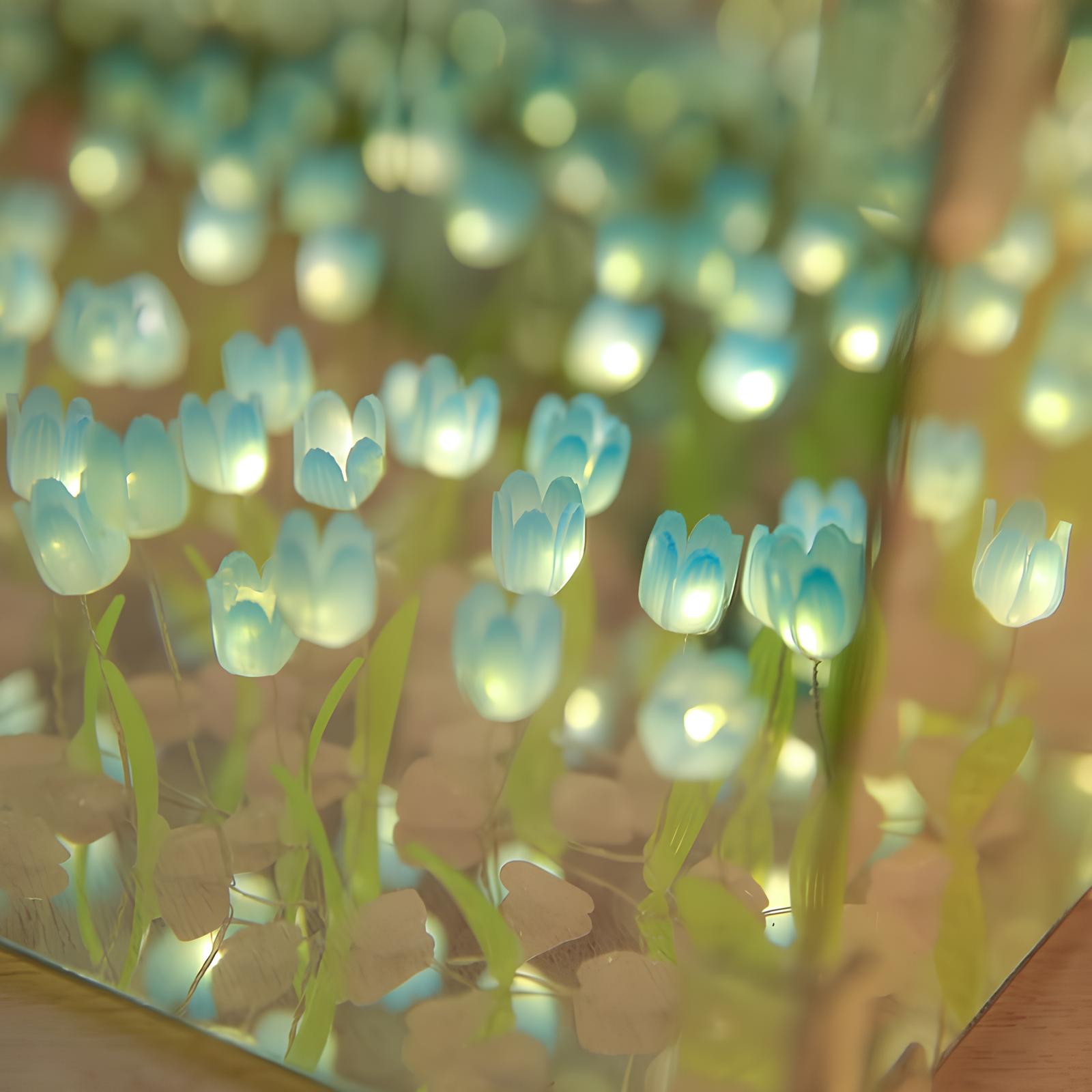 Kreativ DIY tulipanblomst tredimensjonal kube liten nattlampe