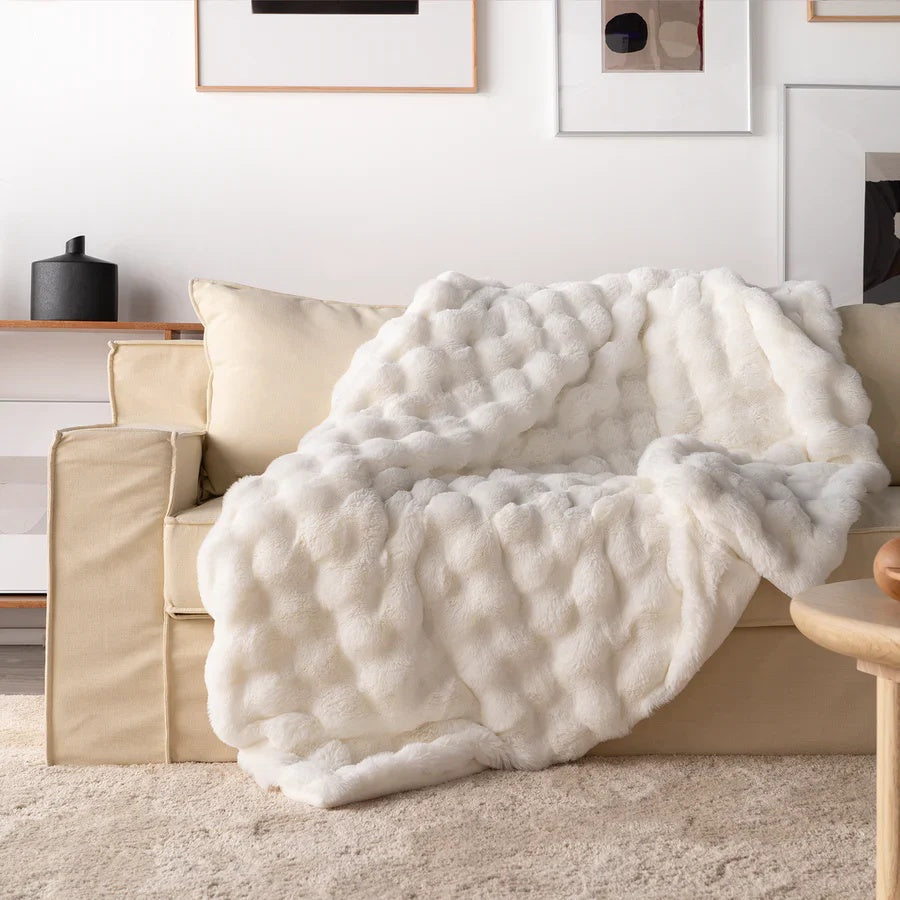 Rabbit Faux-Fur Blanket Throw