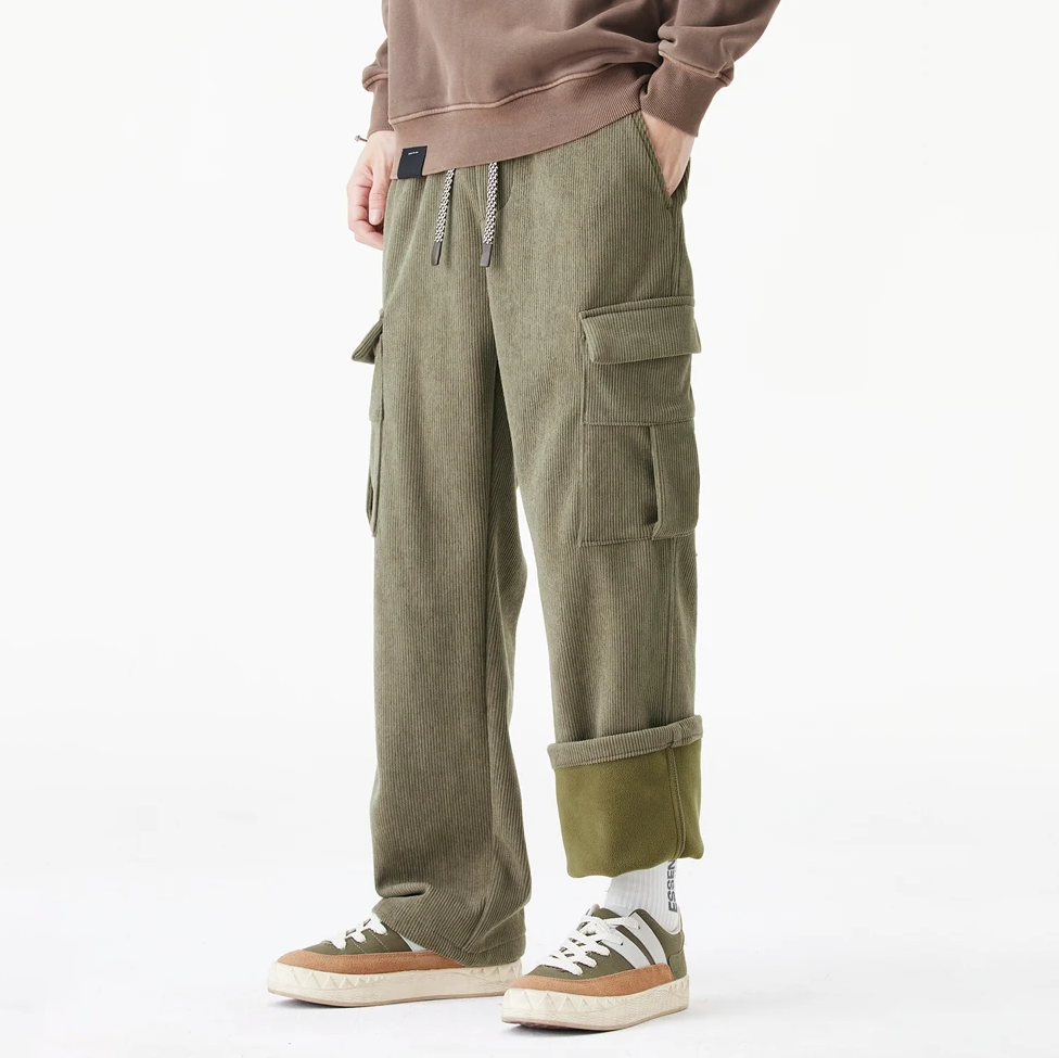 Fleece-forede Corduroy-bukser