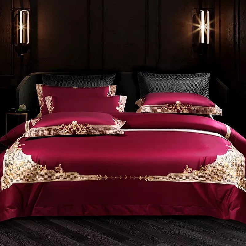 Passion Flame Golden Jacquard Duvet Cover Set