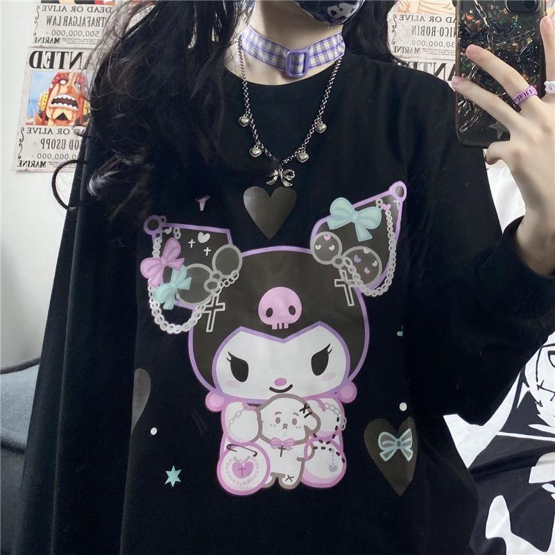 Suéter con cuello redondo de estilo gótico pastel Kuromi