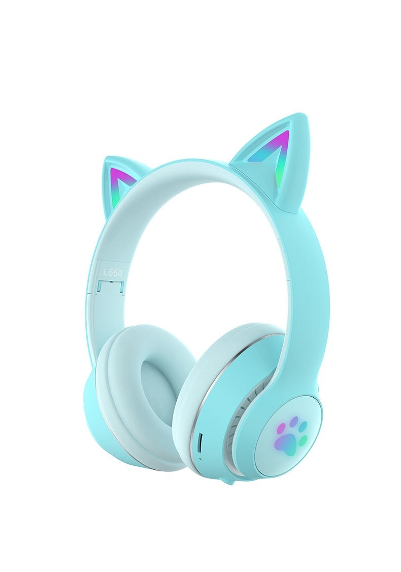 Casque de jeu avec oreilles de chat Paw Print